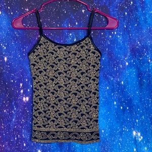 Body Casual- Black & Gold Glitter Tank Top